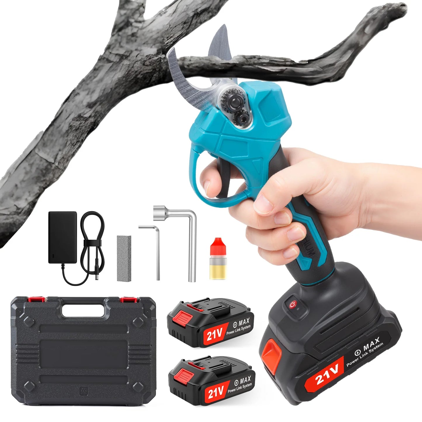 Brushless Electric Pruning Shears With 21V 2Ah Battery For 40mm Branch Cutting High Torque