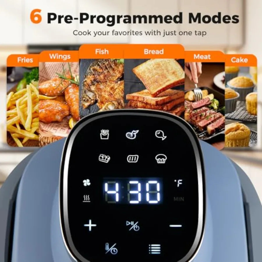 6 In 1 Portable Glass Air Fryer For Kitchen Use With Borosilicate Glass Construction And Multiple Cooking Modes