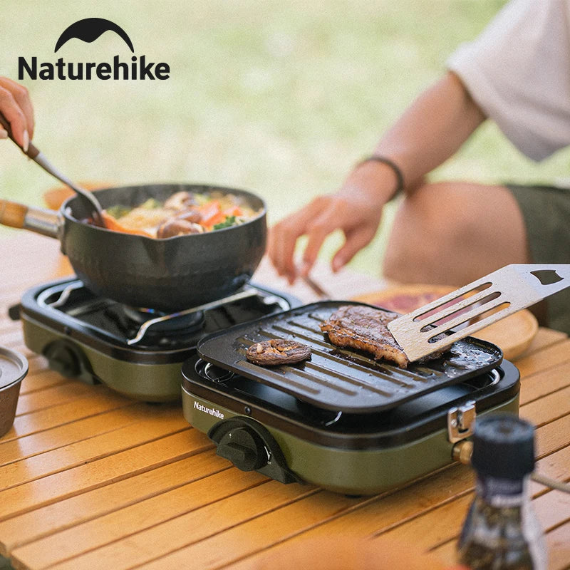 Naturehike Foldable Two Burner Gas Camping Stove With Griddle