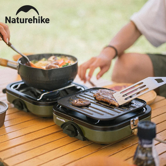 Naturehike Foldable Two Burner Gas Camping Stove With Griddle