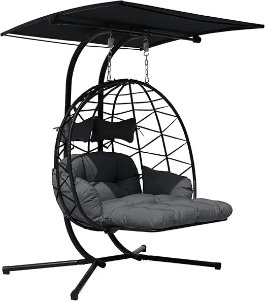 Double Egg Chair With Stand And Canopy