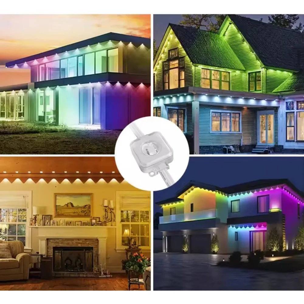 MIMIRGB Outdoor Eaves Light String IP67 Waterproof With App Remote Control And Music Sync For Roof Decor