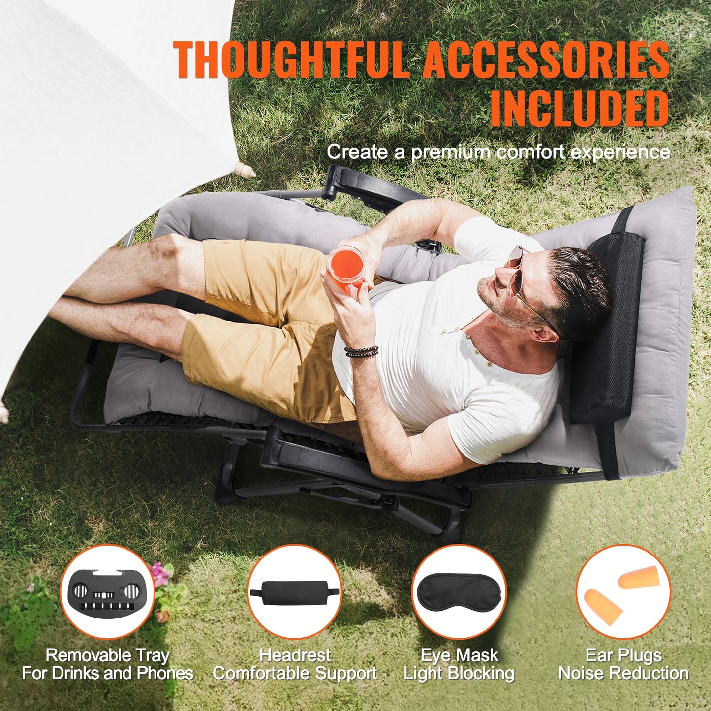 SucceBuy Zero Gravity Chair Recliner With Adjustable 90 To 170 Degrees Cushion Footrest And Cupholder Up To 500 Lbs