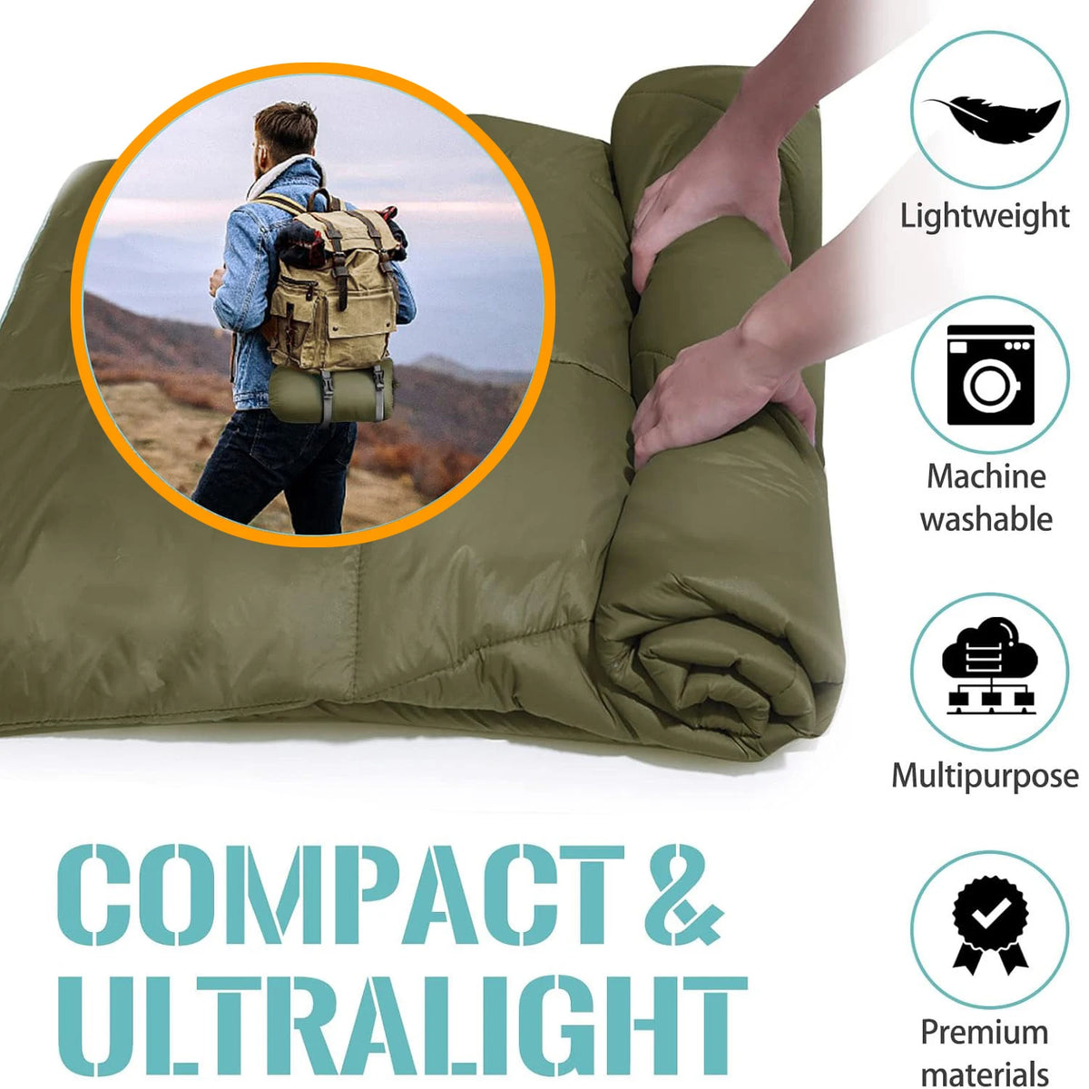 Lightweight Outdoor Puffy Camping Blanket for Hiking and Travel