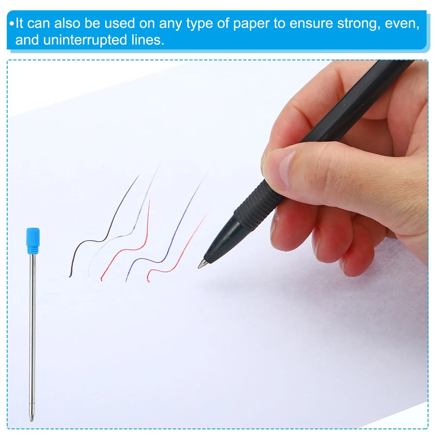 Ballpoint Pen Refills 20 Pack Replaceable Metal Compatible