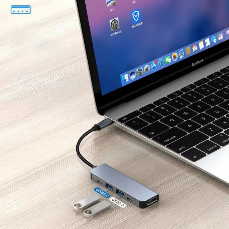 USB-C Six-Port Hub With 4K HDMI Dock, SD/TF Card Reader, USB-A Expansion And 87W PD