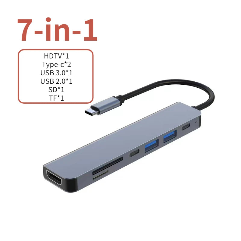 USB-C Six-Port Hub With 4K HDMI Dock, SD/TF Card Reader, USB-A Expansion And 87W PD
