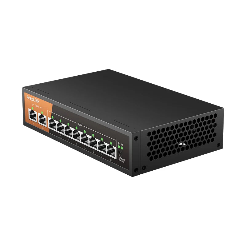 KeepLiNK 10 Port Gigabit PoE Ethernet Switch With 8 PoE Ports And 2 Uplink RJ45 120W Budget AI PoE Extended PoE