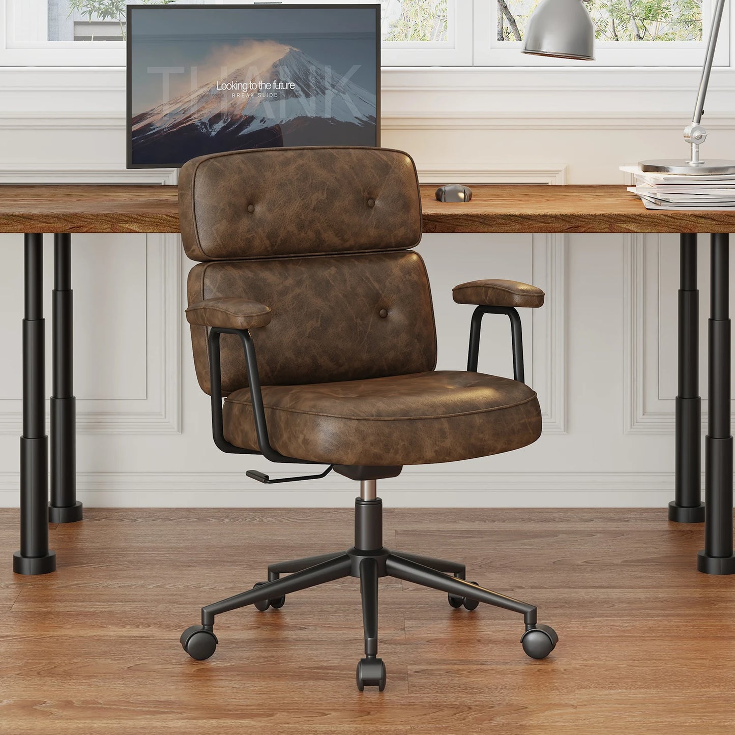 JHKErgonomics PU Leatherette Ergonomic Office Chair With Lumbar Support Adjustable