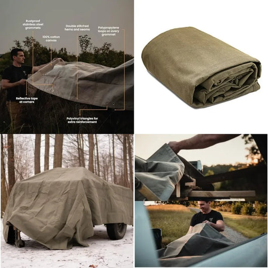Heavy Duty Waterproof Canvas Tarp With Reinforced Rustproof Grommets