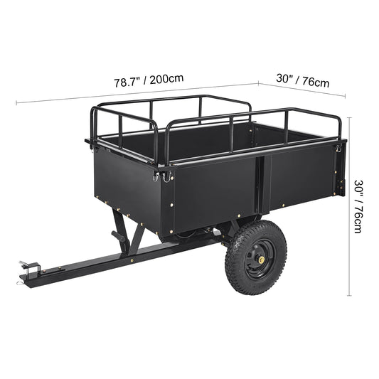SucceBuy Heavy Duty ATV Dump Trailer Tow Behind Dump Cart 12 To 15 Cu Ft Capacity Q195 Steel