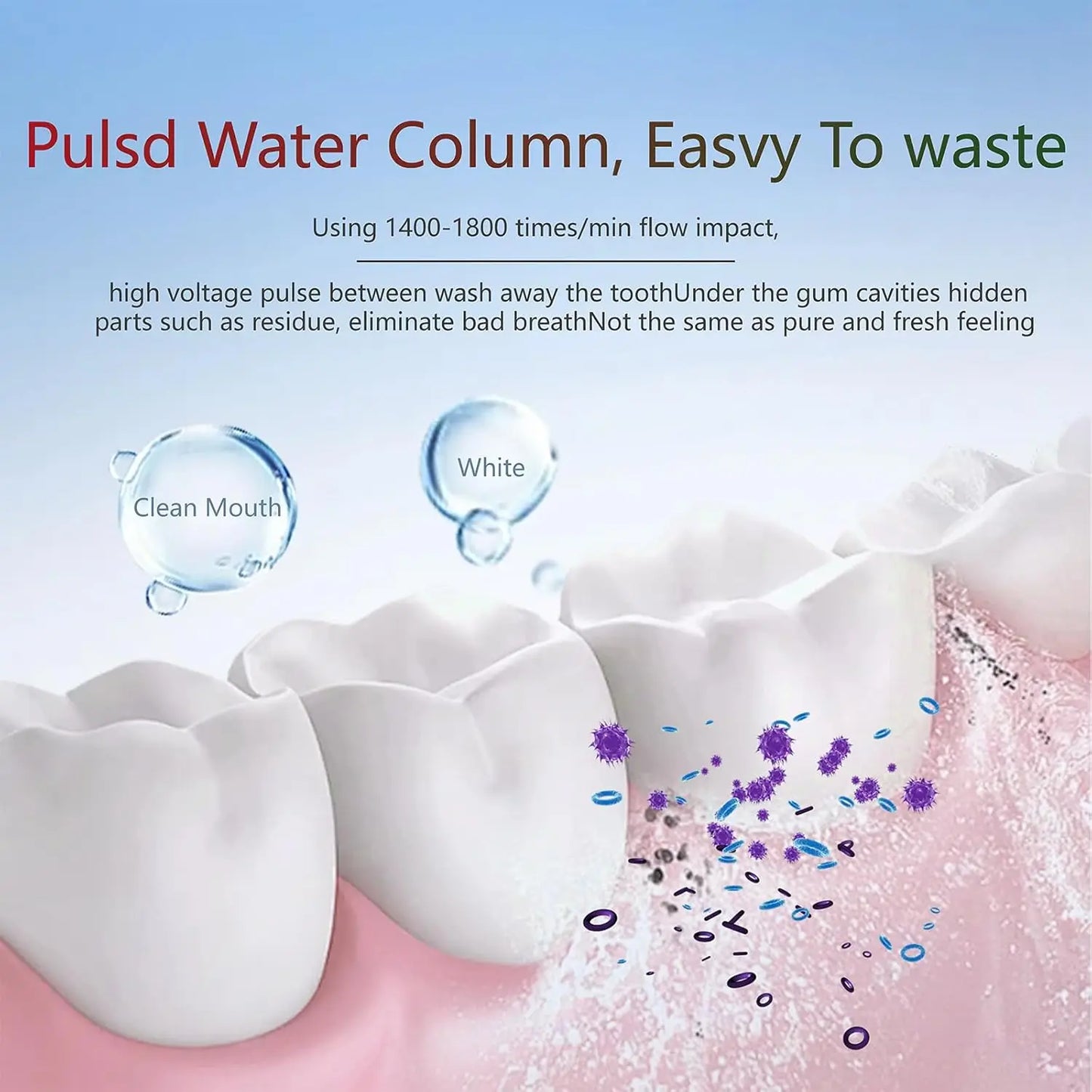 USB Rechargeable Water Flosser With 3 Speed Settings IPX7