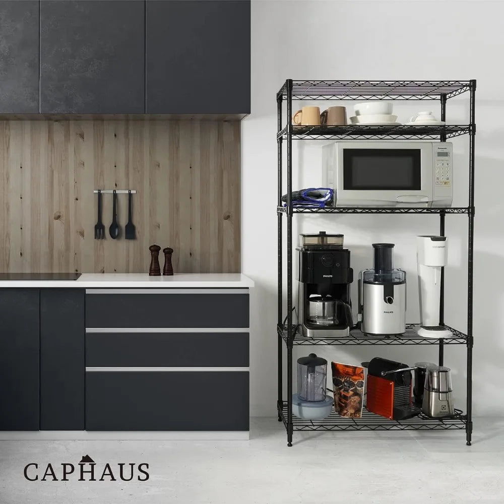 Adjustable 5 Tier Wire Shelving Unit With Liners For Garage Basement Storage Solutions