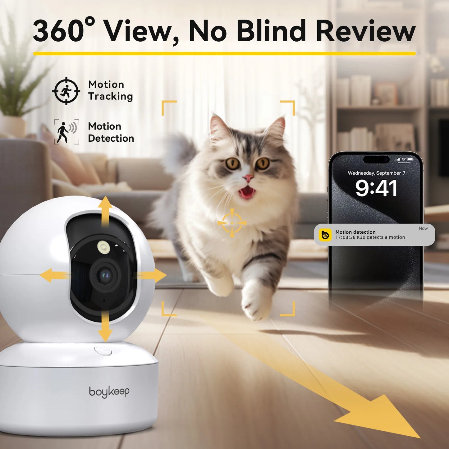 BoyKeep 3MP 5G 2.4GHz WiFi Indoor Security IP Baby Monitor Camera With Auto Tracking