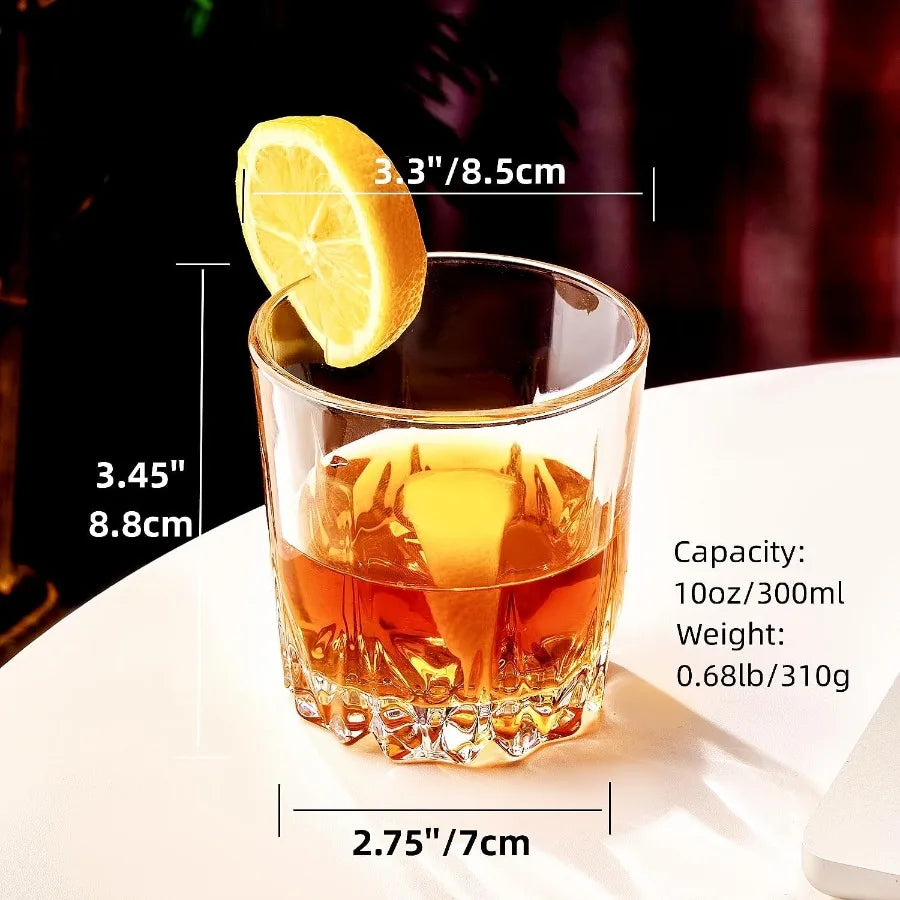 Lead-Free Crystal Whiskey Glasses Set Of 4 For Bourbon Cognac
