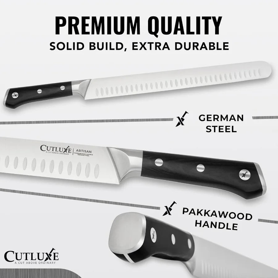 Premium Barbecue Grilling Carving Set Brisket Knife GermanHighCarbonSteel HoningRod