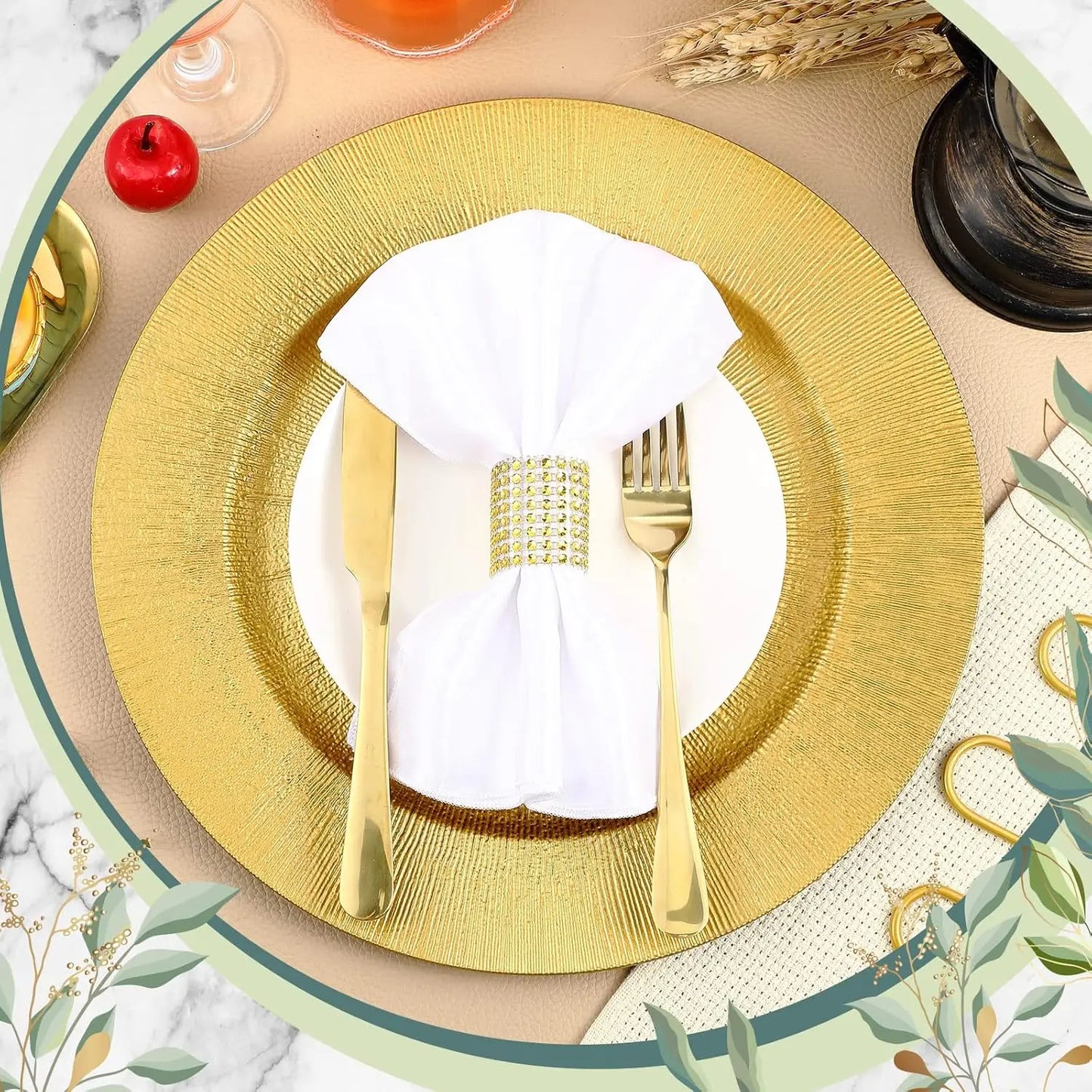 Gold Charger Plates Set Bulk 100 Pack For Weddings And Events Durable PP Plastic Quality