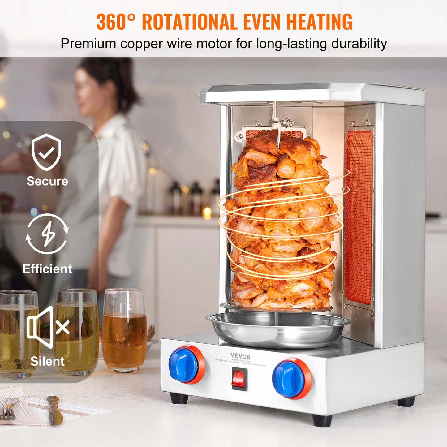 SucceBuy Shawarma Grill Machine Vertical Gas Doner Kebab Rotisserie