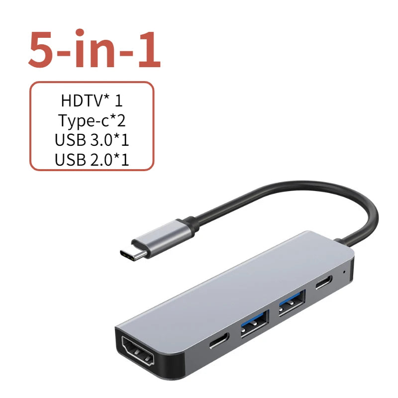 USB-C Six-Port Hub With 4K HDMI Dock, SD/TF Card Reader, USB-A Expansion And 87W PD
