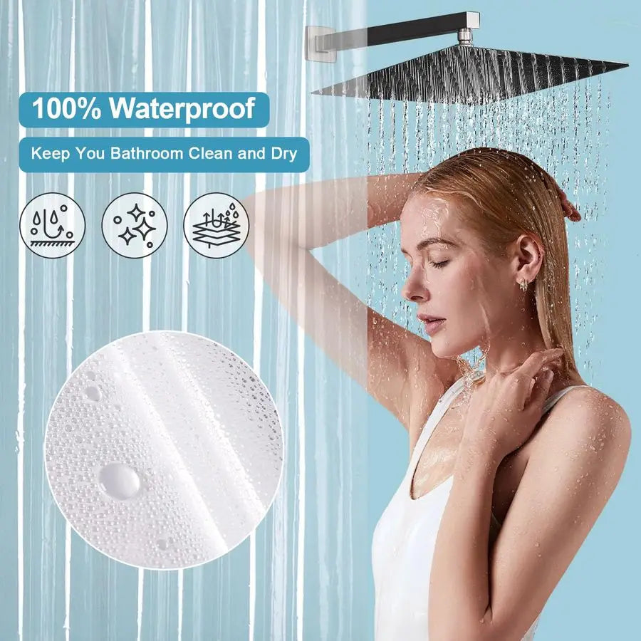 Clawfoot Tub Clear Shower Curtain Encloses Three Sides Water Resistant PEVA 180 By 70 Inches With Free Hooks Included