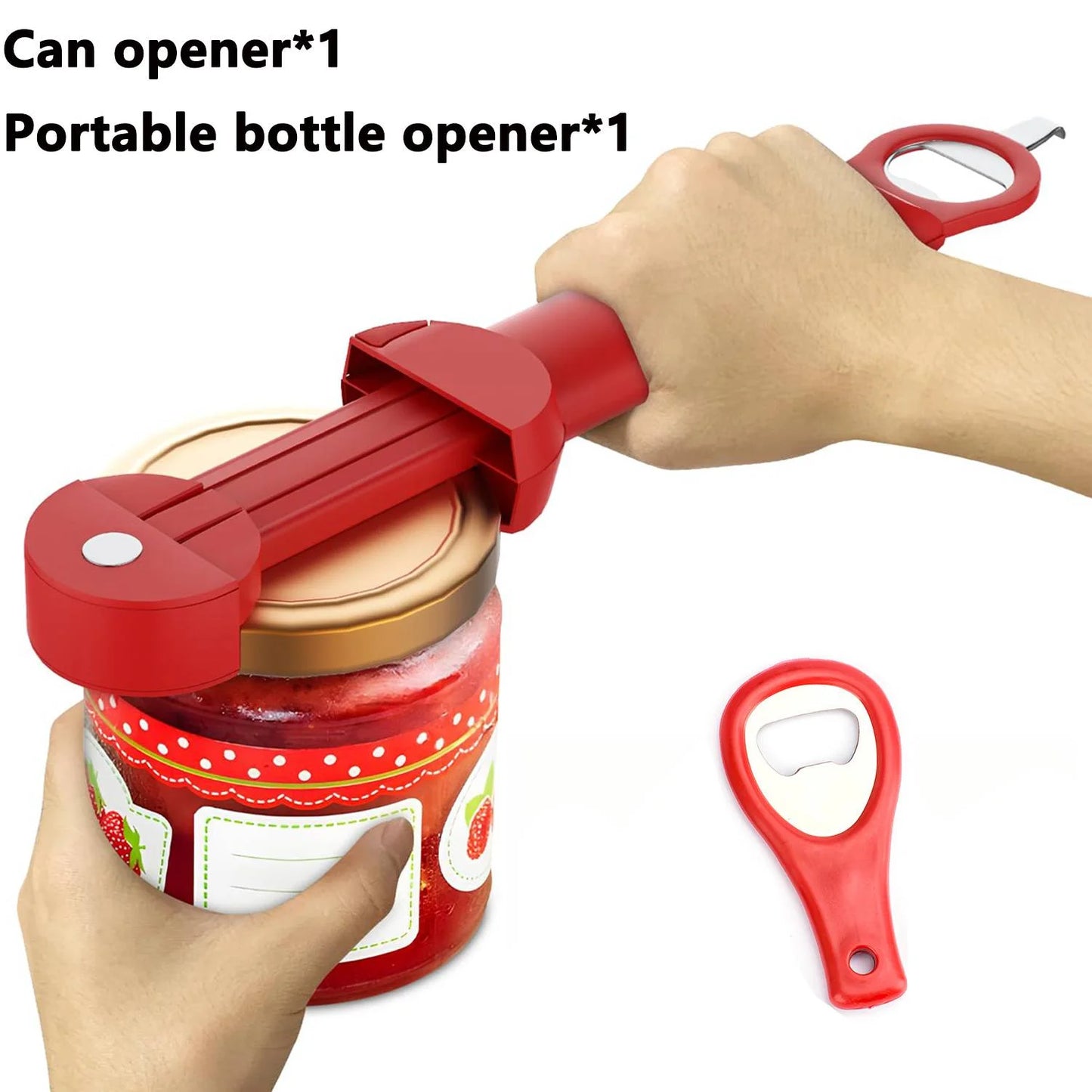 Ergonomic Multifunctional Bottle Opener Adjustable Stainless Steel For Seniors With Easy Grip