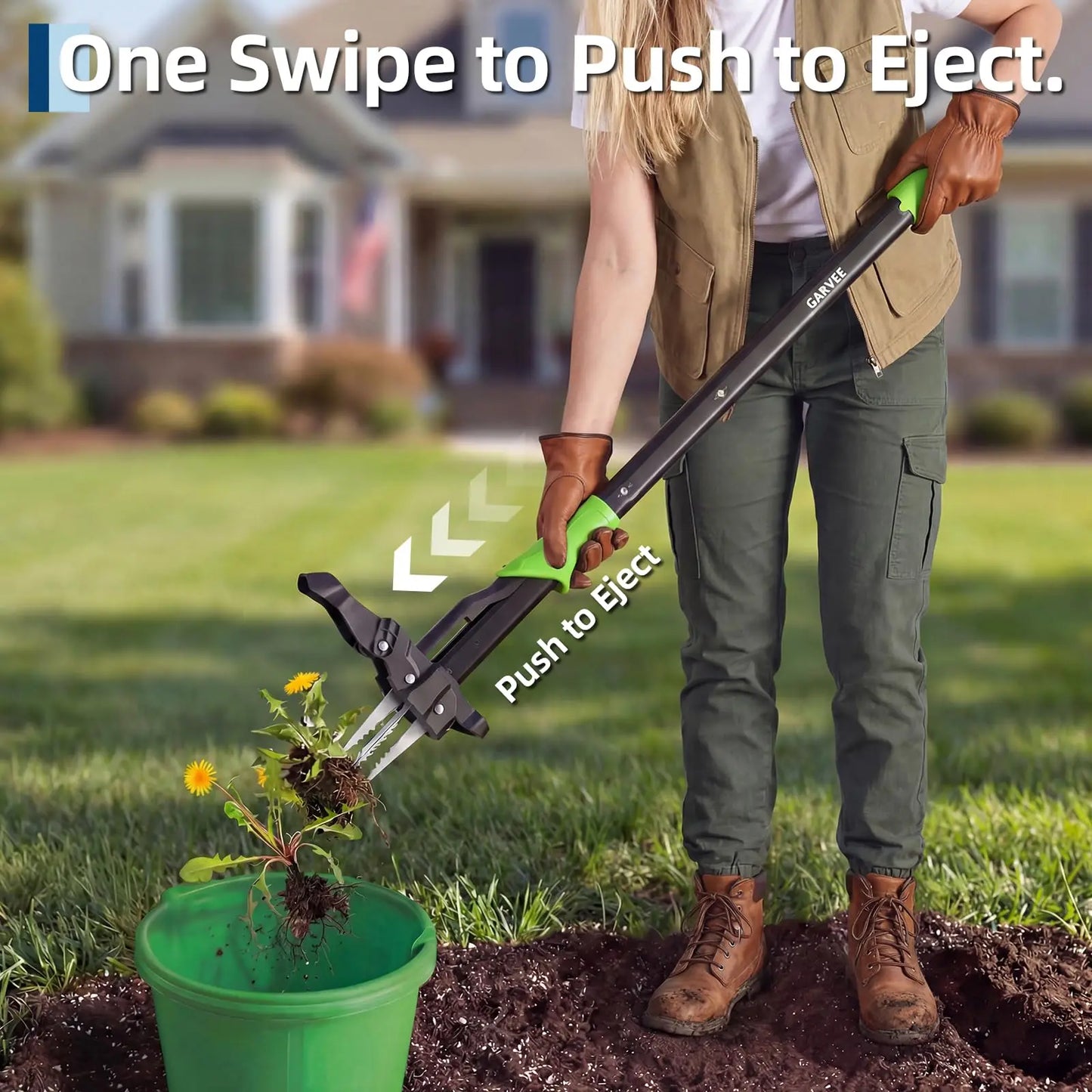 HiMISS Stand Up Weed Puller With 40 Inch Handle And 4 Claw Ejector Root Remover Pro